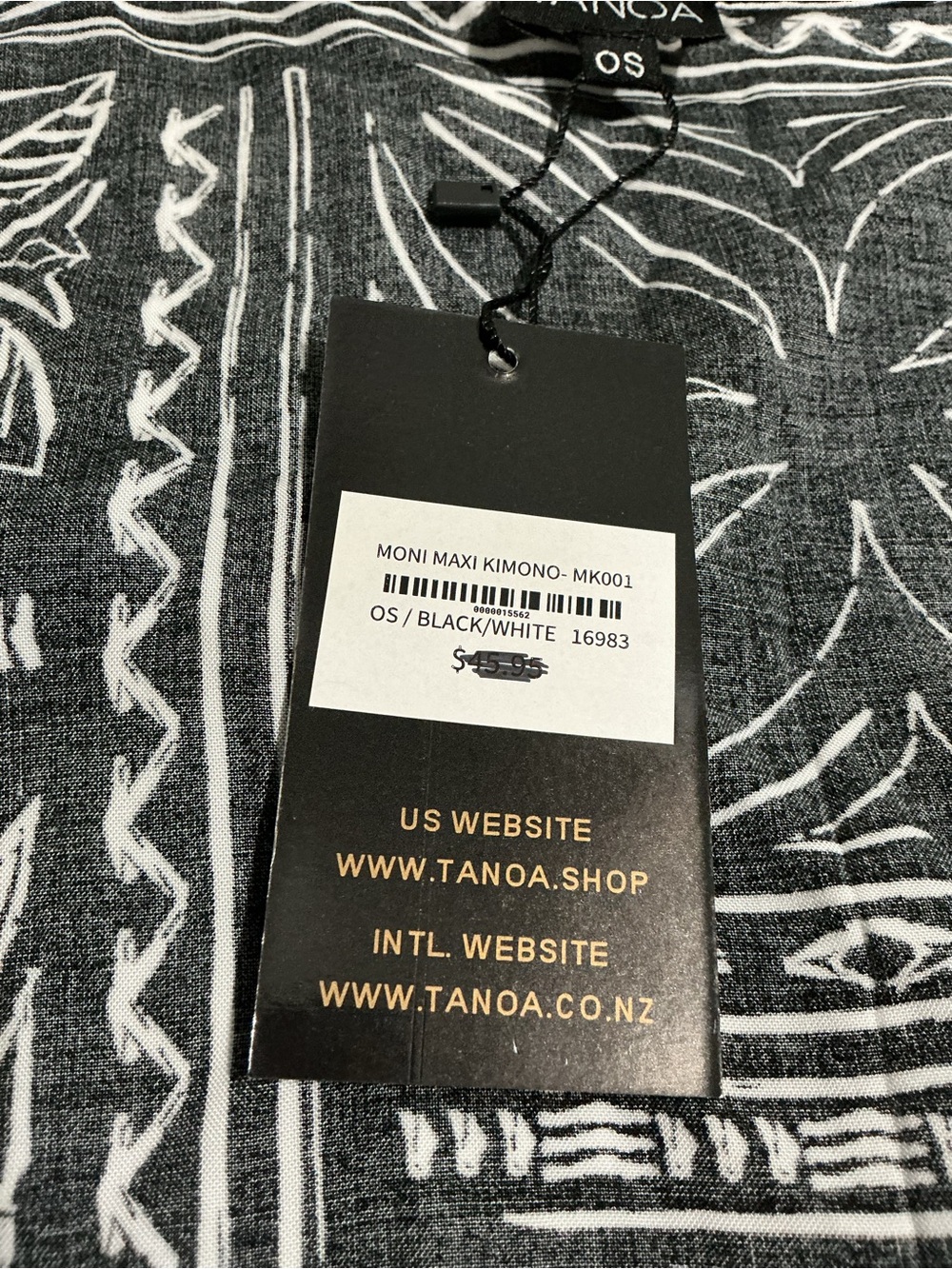 NWT Tanoa Hawaii Tribal Print Kimono Duster Cardigan With Optional Waist Tie OS - Picture 6 of 8